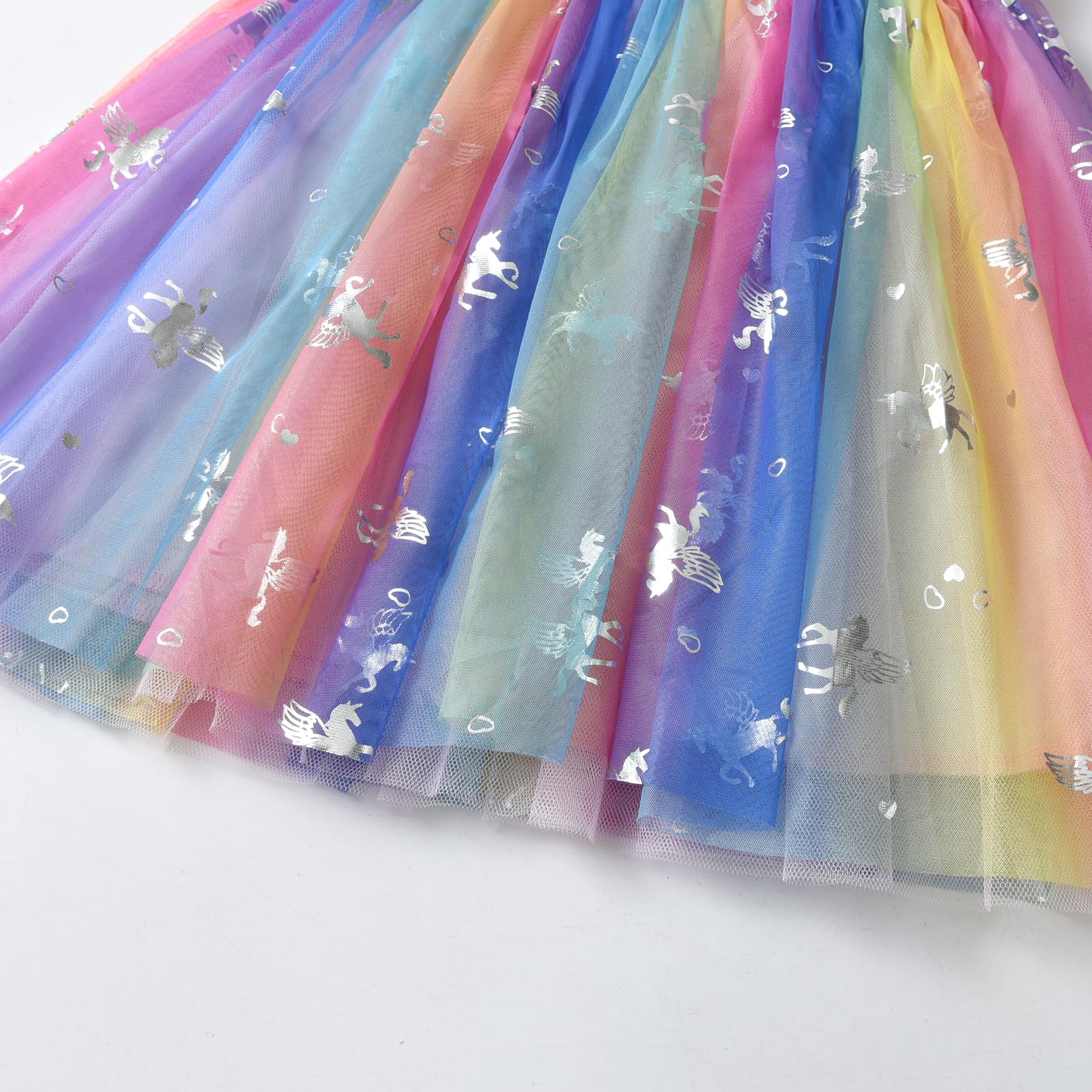 VIKITA Vestido de Princesa con Lentejuelas y Estampado de Mariposa Unicornio para Niñas