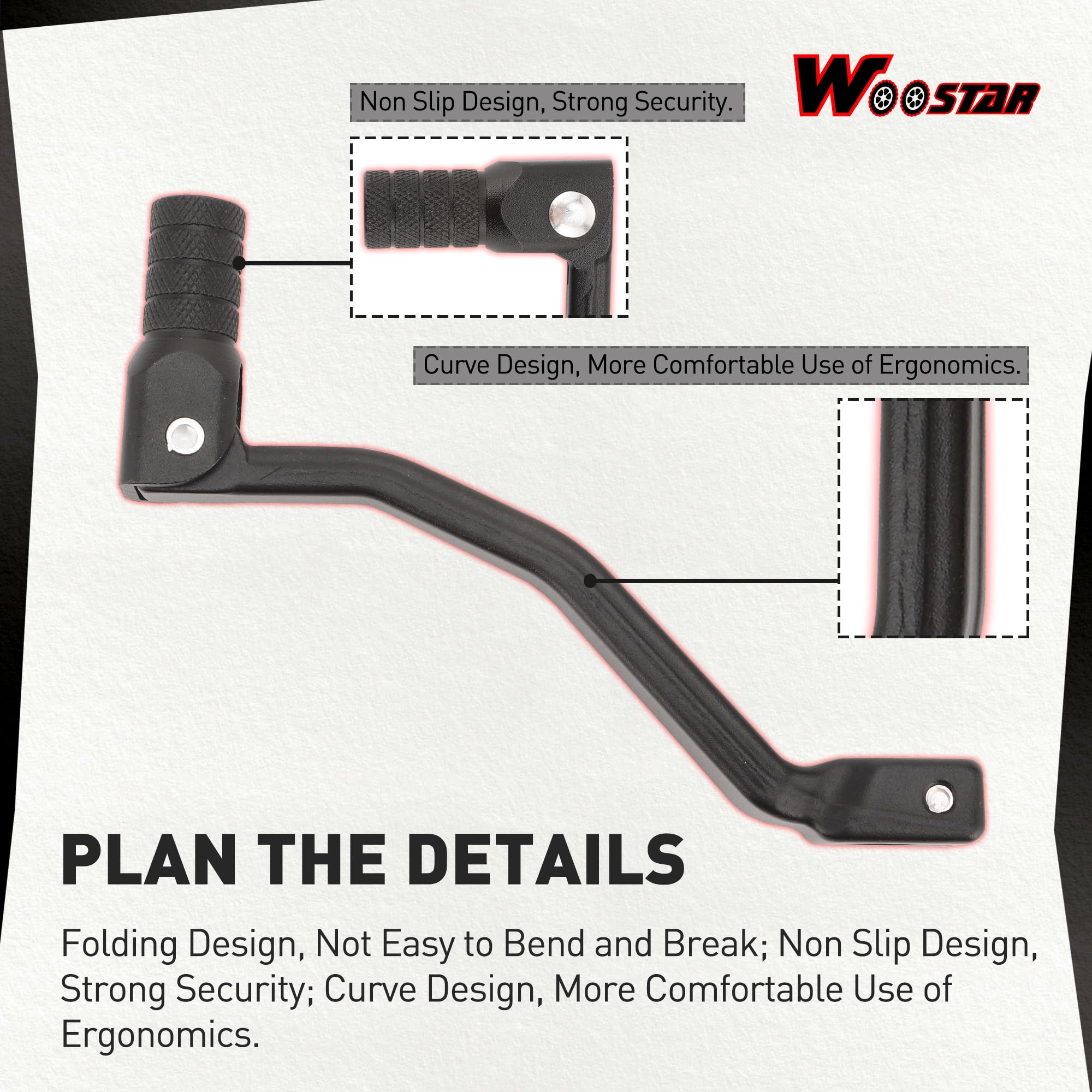 WOOSTAR Palanca de Cambios Plegable Reemplazo para CRF300 CRF300L CRF 300 L CRF250 Rally CRF250L CRF 250 L CRF250M Dirt Pit Bike Motocicleta Negro