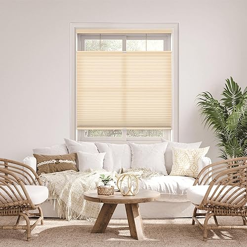 DEZ FURNISHINGS Cordless 1.5" Light Filtering Top Down Bottom Up Cellular Shade,