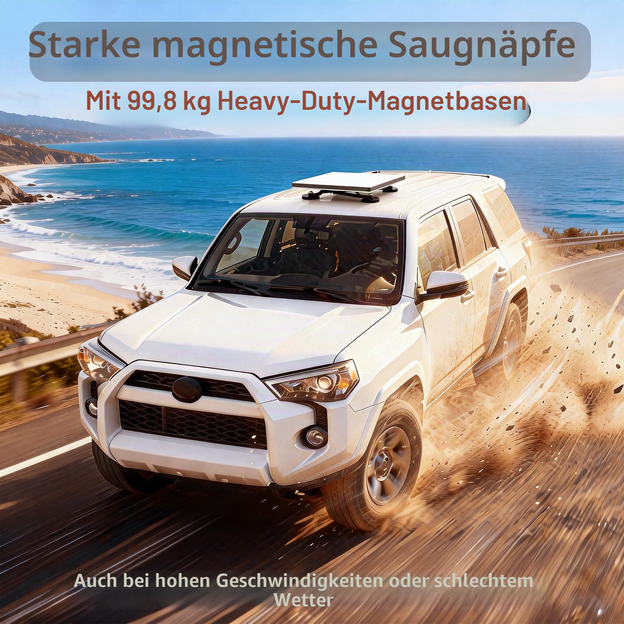 Starlink Mini-Halterung mit tragbarer, magnetischer Halterung aus Aluminiumlegierung – Hausdach, Wohnmobil, Autofenster, Sonnendächer, Starlink Mini-Halterung mit 66 mm starker Saugkraft (magnetisch)