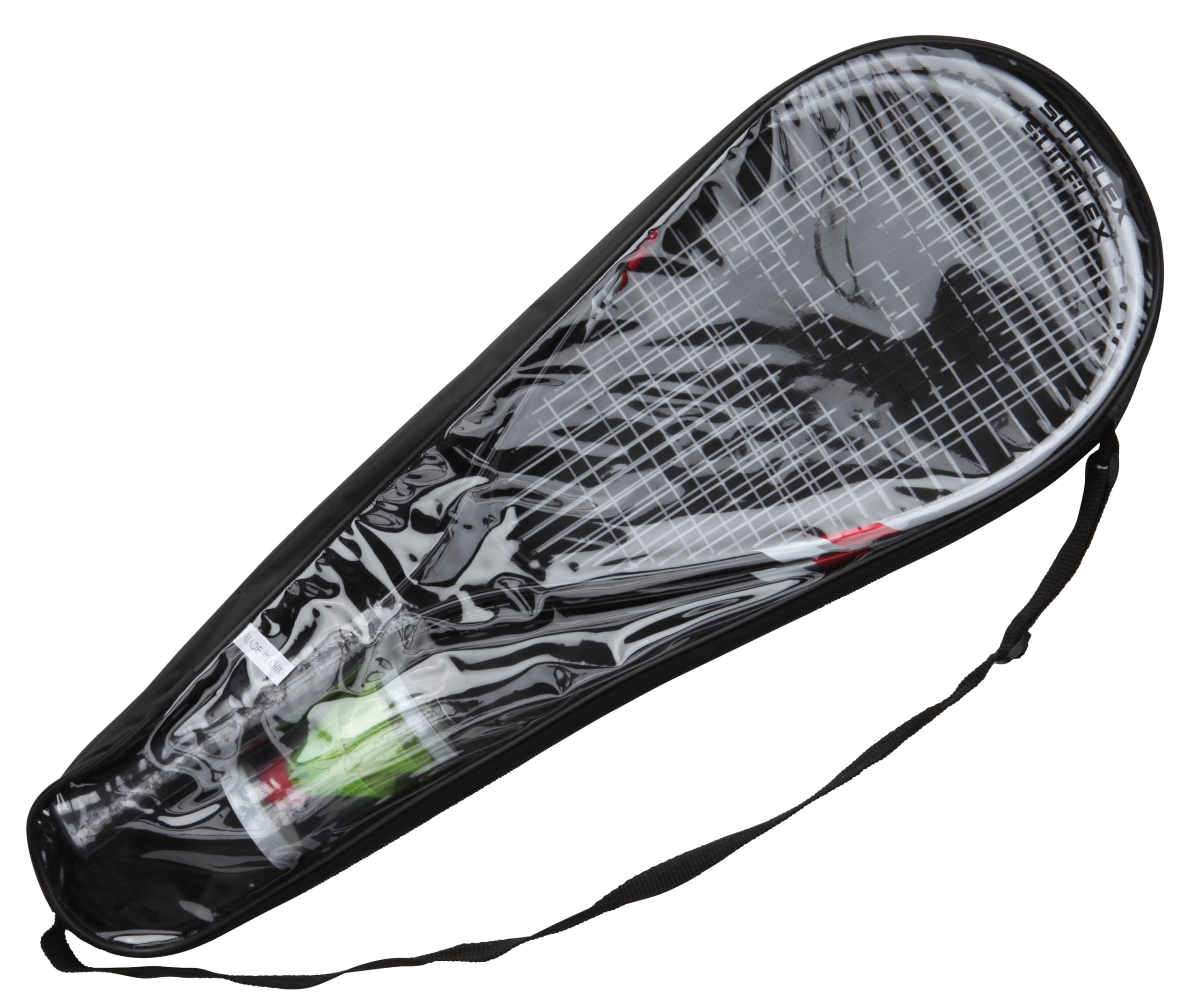 Sunflex® Badminton Sonic Speed Set II Badminton - Unisex - Erwachsene - Federball - Schläger Set - Racket - Windstabile Bälle - für Park, Strand, Wiese - mit Tasche