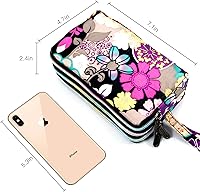 Vista 4 de BIAOTIE Cartera de pulsera de gran capacidad, Bolso de mano de nailon impreso impermeable para mujer