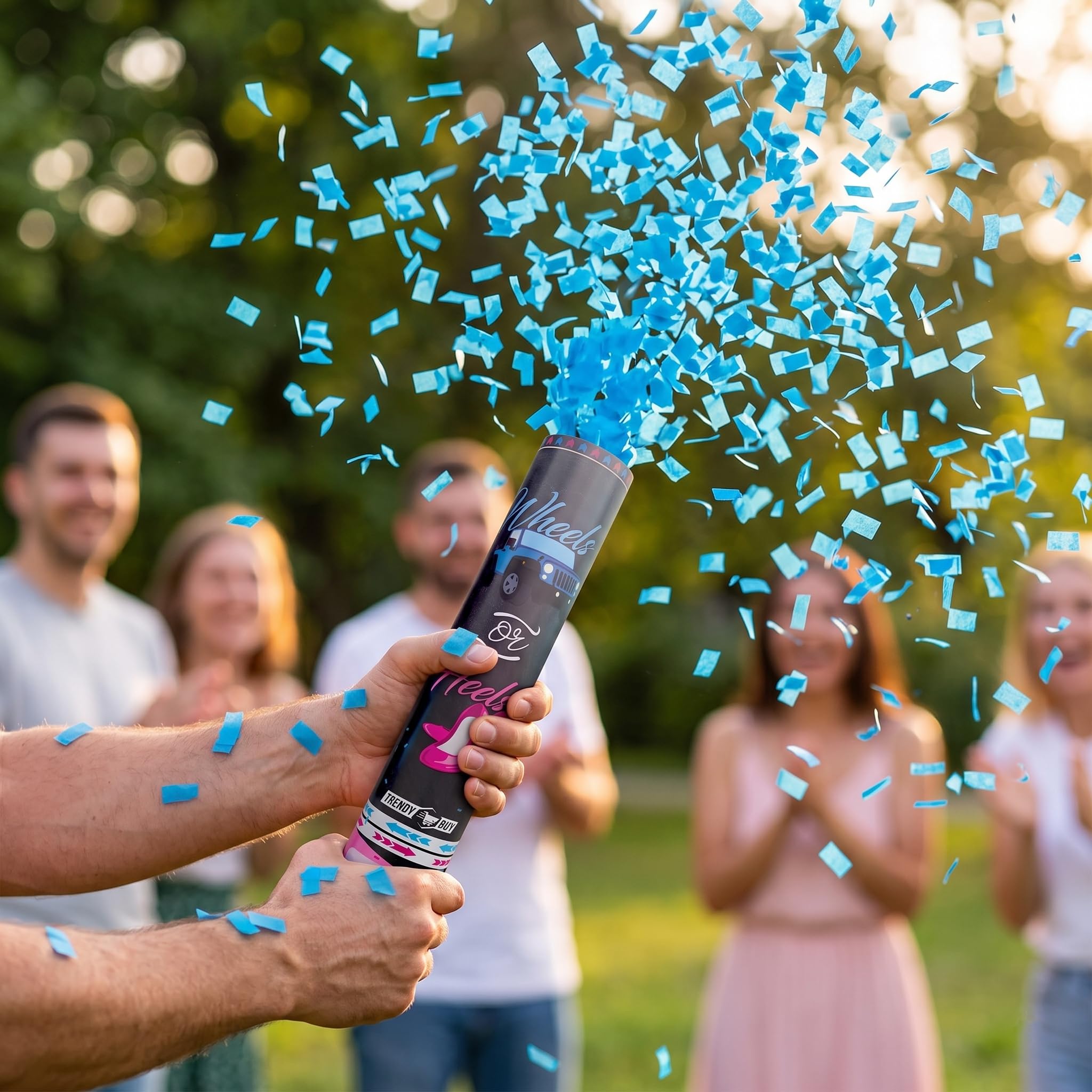5 szt. Boy Gender Reveal Confetti Cannon Blue – Biodegradowalne niebieskie poppers konfetti ujawnienie płeć impreza konfetti armata i zabawki do świętowania dziecka