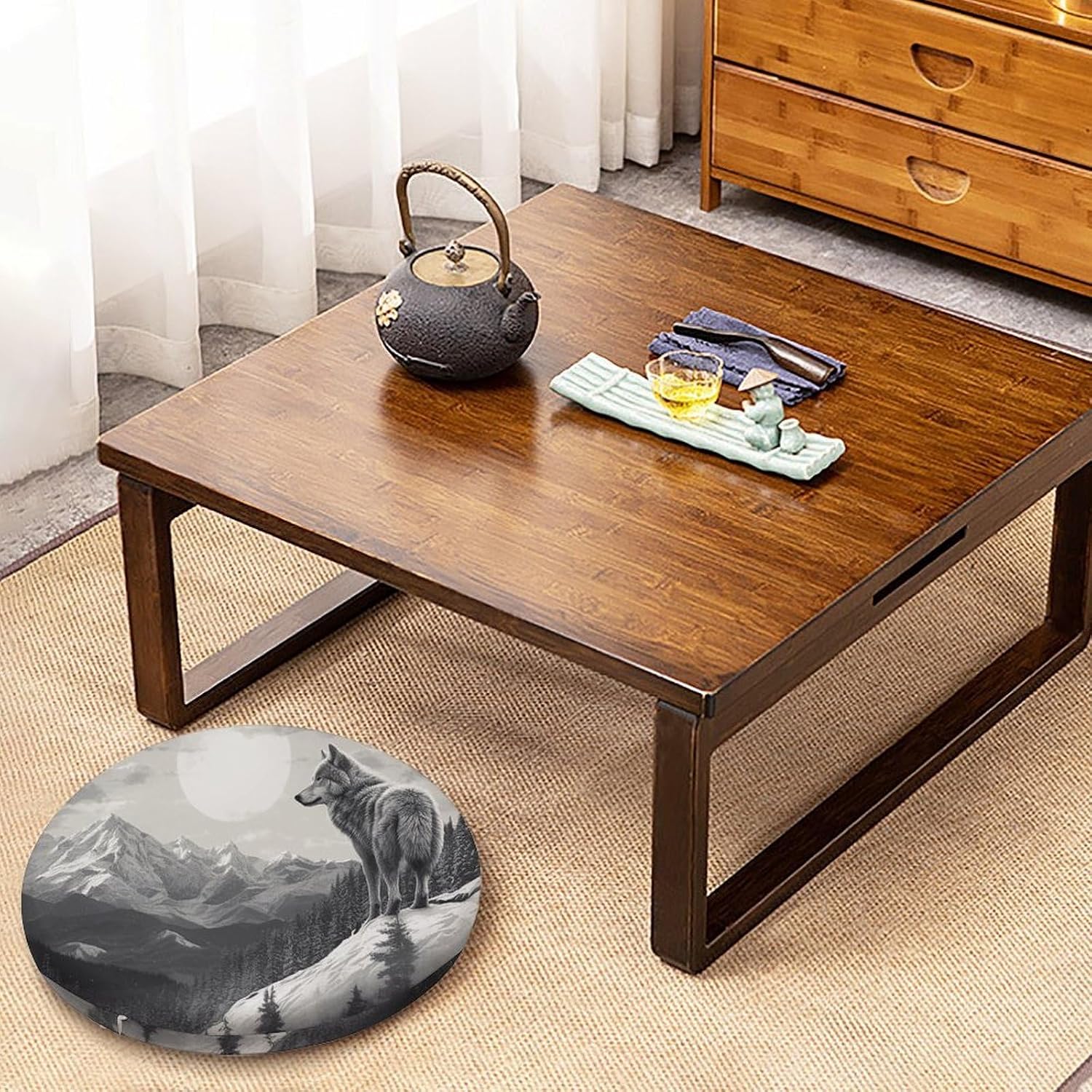 Snow Mountain Lone Wolf Chair Cushions Floor Pillow Chair Pad