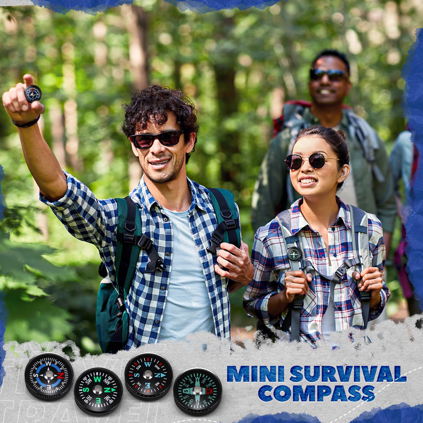 Relaxweex 100 Pcs Button Compass Bulk 20mm Mini Survival Compass Pocket Oil Filled Compass for Camping Hiking Boating Touring Outdoor Activities, 4 Styles - Image 3