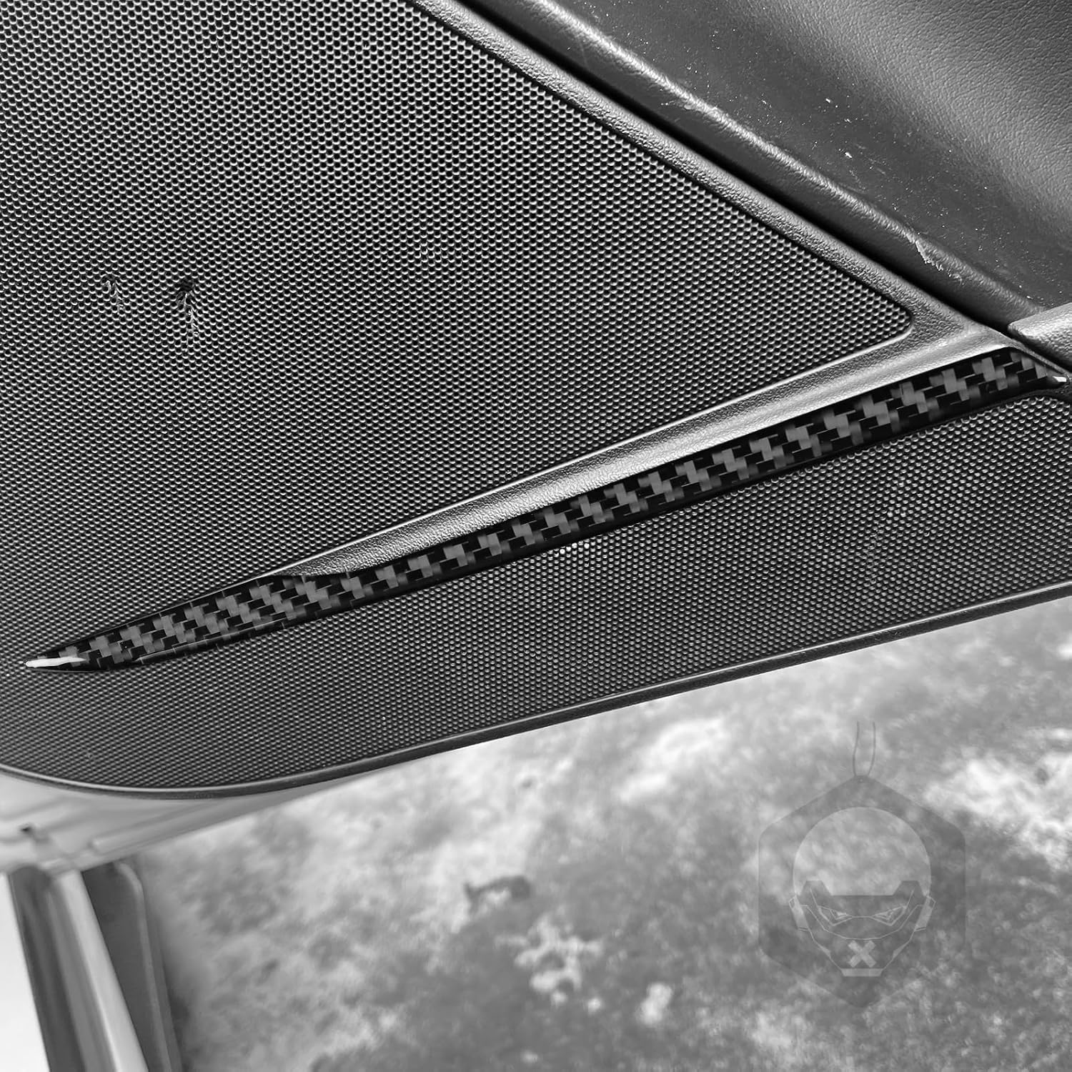 Car Door Speaker Trim Strip Sticker Decor Auto Interior Accessories Trim Real Quality Carbon Fiber Compatible with Jaguar F-Type 2014-2024 2pcs Black