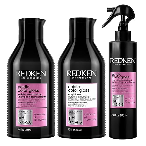 REDKEN Champú, acondicionador y spray de protección térmica para cabello teñido con brillo ácido Con protección contra el calor de hasta 450 grados