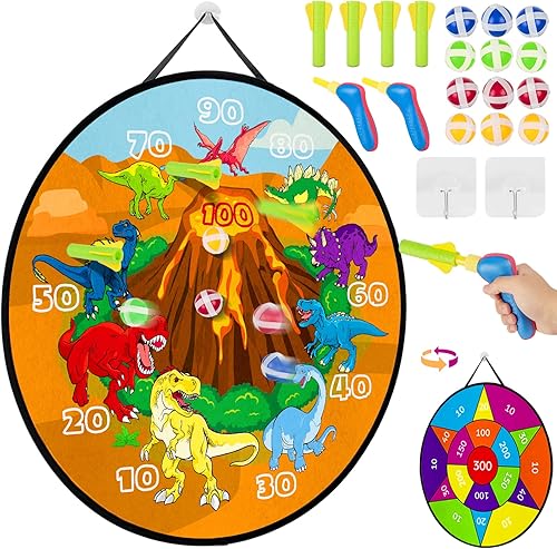 Tablero de dardos para niños con bolas para niños juego de tablero de dardos para niños con 12 bolas adhesivas 2 pistolas de juguete 4 balas de
