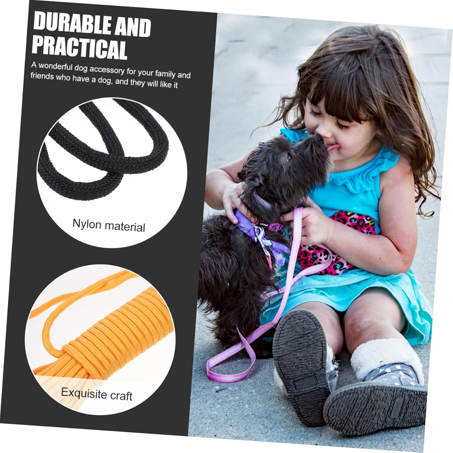 1set Wear-Resistant Dog Running Cable Camping Leash for Outdoor Activities Pet Tie-Out Cable for Hiking and