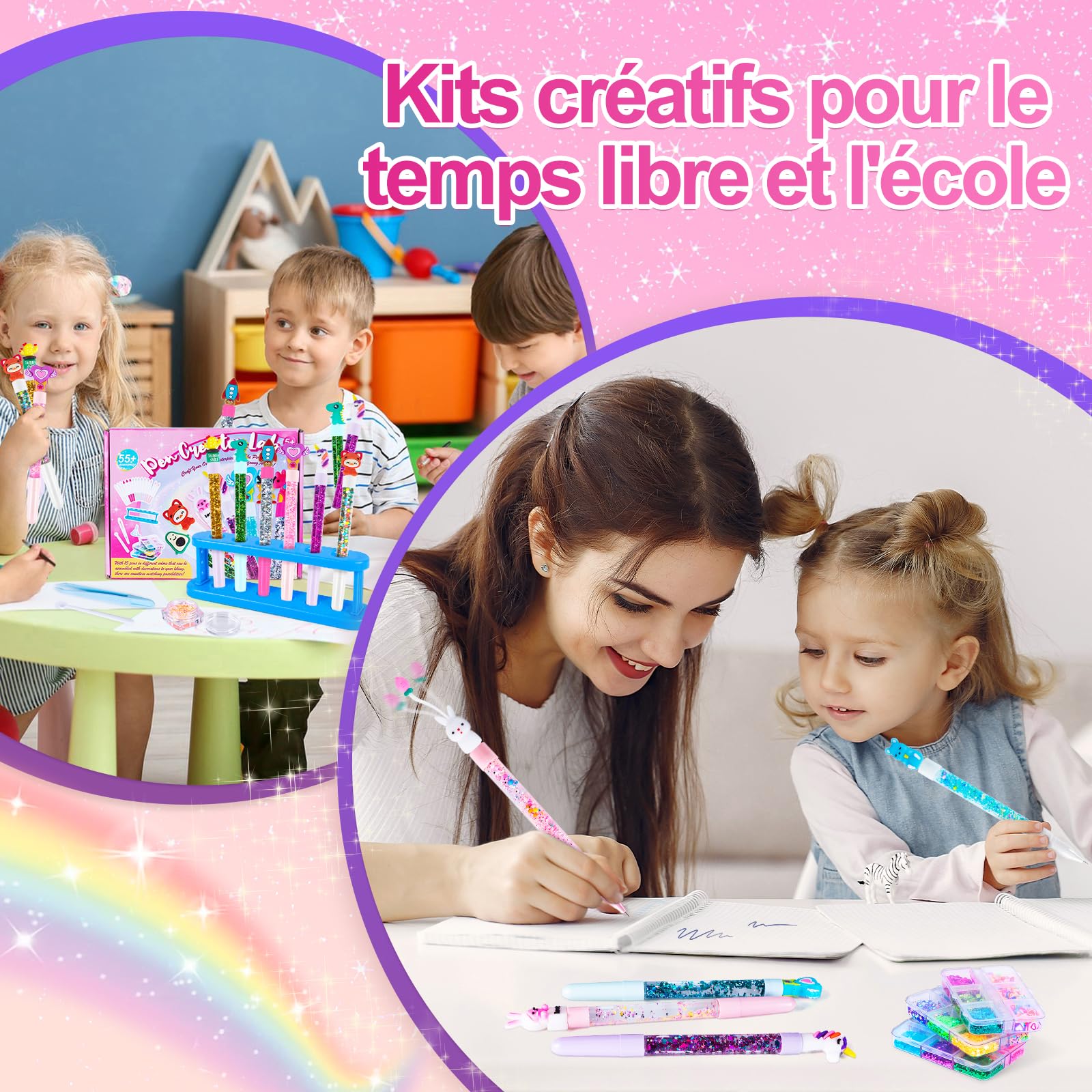 Atelier Des Stylos King Jouet Kazzley Fabrique A Stylo, Kit De Creation Stylo Avec 55 Accessoires, Kit Loisir Creatif Enfant, Idu00e9e Cadeau Fille 4 6 8 Ans, Activitu00e9 Manuelle Enfants 5 7