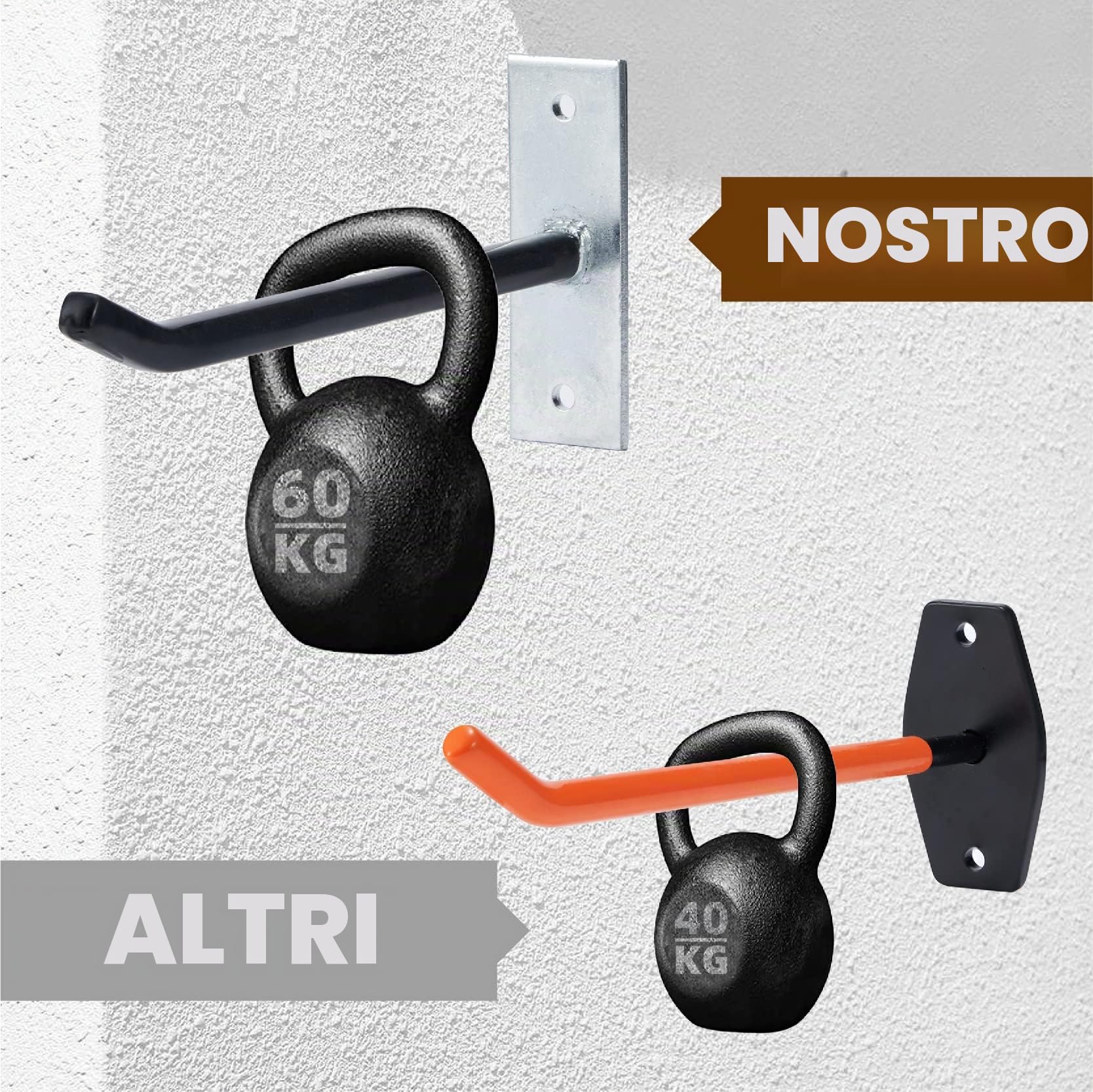 Sinoer 4 ganci da garage per riporre pneumatici, ganci da parete con viti e tasselli in metallo, supporto per pneumatici/cerchione per auto, nero