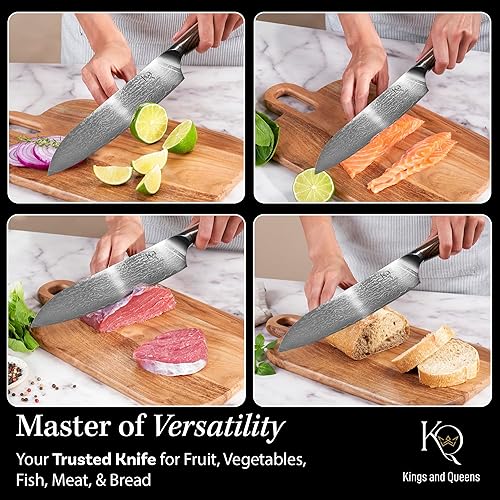 Miniatura 3 de Cuchillo de cocina japonés de 7 pulgadas, cuchillo Santoku ultra afilado en acero de alto carbono, cuchillo de chef japonés con mango ergonómico