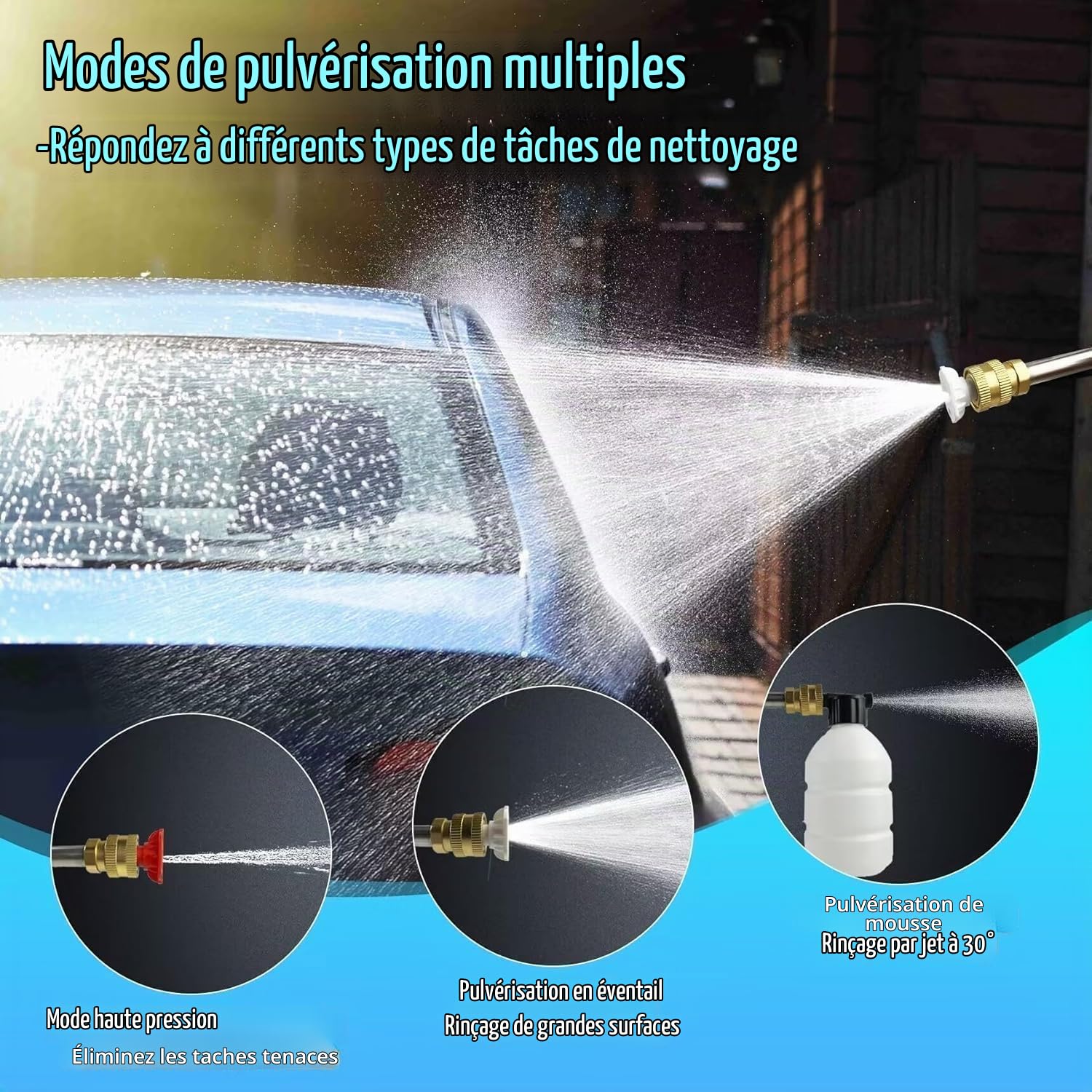 Nettoyeur Haute Pression, Nettoyeur Haute Pression sans Fil Nettoyeur Haute Pressions sur Batterie, 21v 6000mah, Tuyau de 5M, Pistolet Haute Pression pour Lavage et Arrosage de Voiture (1 Batterie)