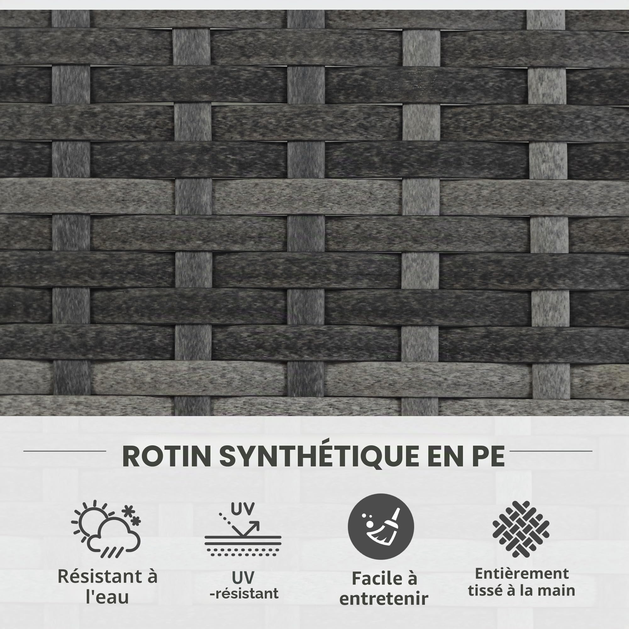 Outsunny 22 L Rotin Jardinière avec Treillis 57x30x107cm Gris mélangé