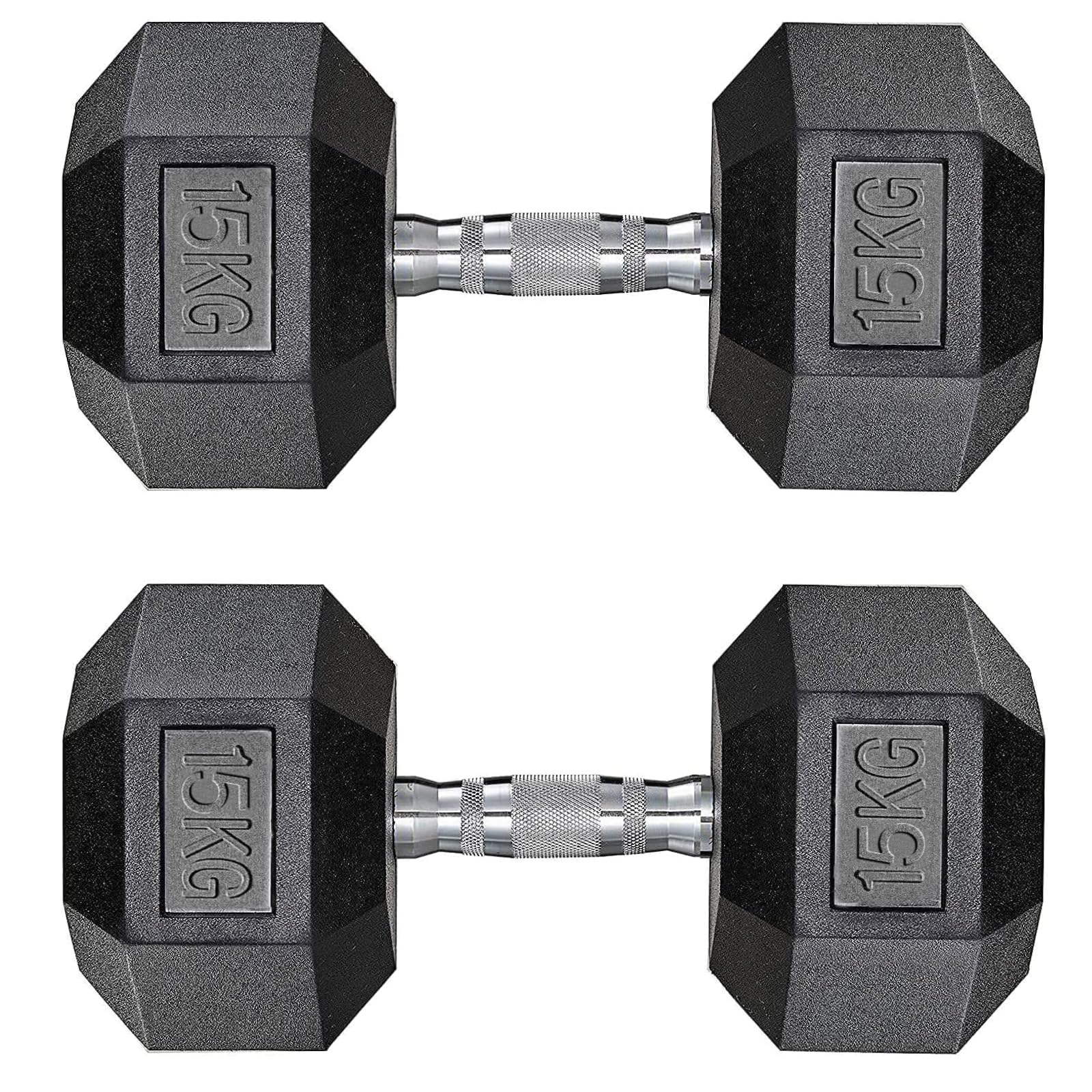 TLGREEN Manubri Set di 2 Manubri da 10kg 15kg 20kg 25kg 30kg Esagonali, Coppia di Pesi per Palestra con Presa Antiscivolo e Rivestimento in Gomma