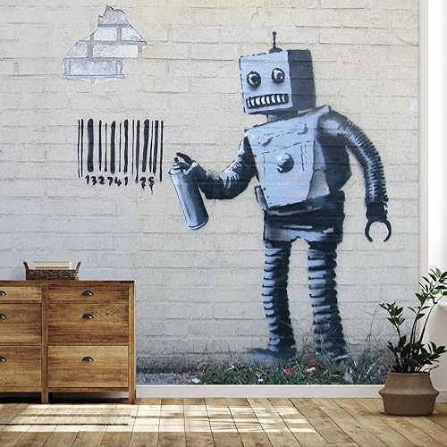 SIGNFORD - Papel tapiz colorido diseño de graffiti removible papel de colgadura adhesivo para decoración de habitación y sala