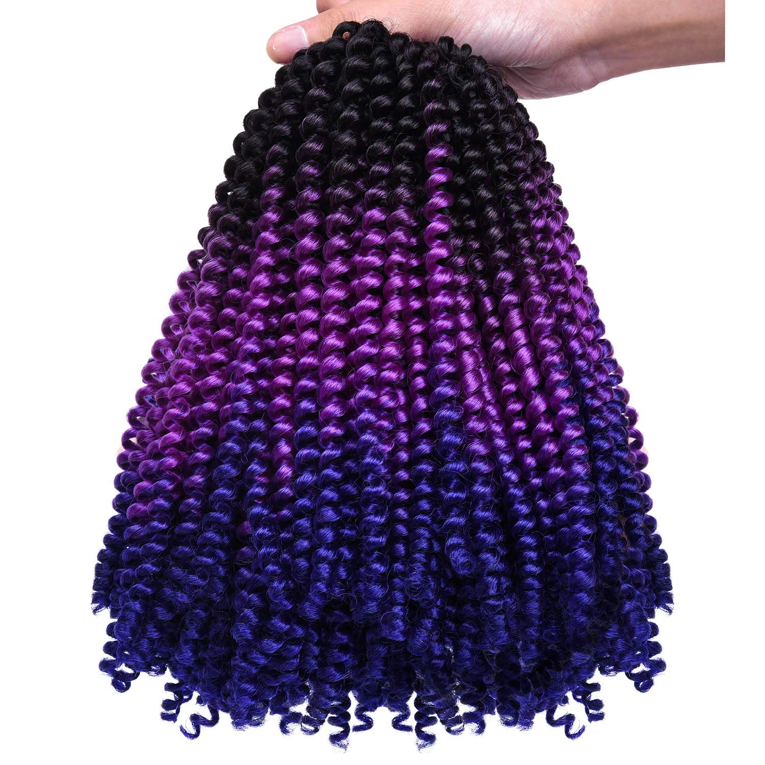 2 Pack Spring Twist Ombre Colors Bomb Twist Crochet Braids 8 inch Fluffy Soft Jamaican Bounce Synthetic Braiding Hair Extensions 30Strands/pack(8",