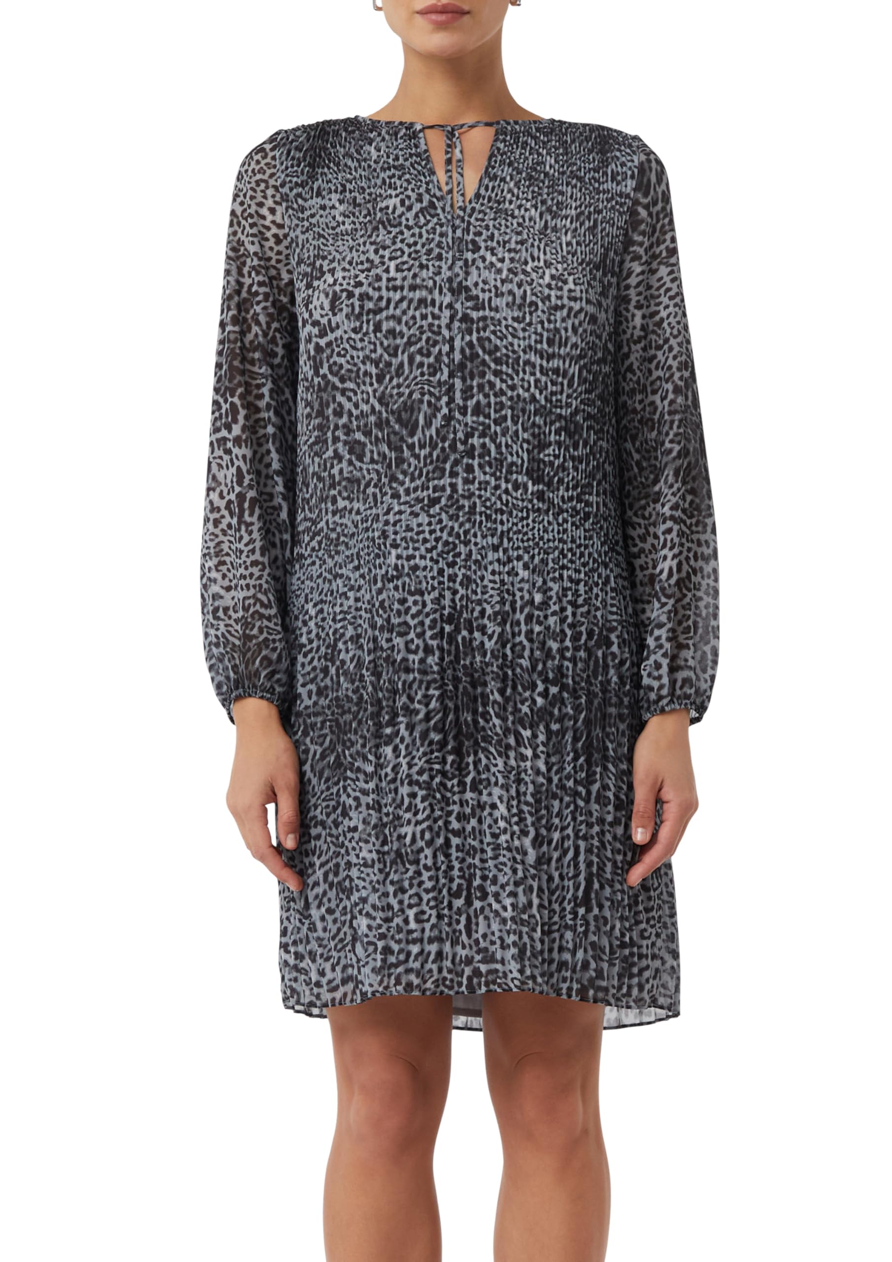 Comma Plissiertes Chiffonkleid mit All-Over-Print