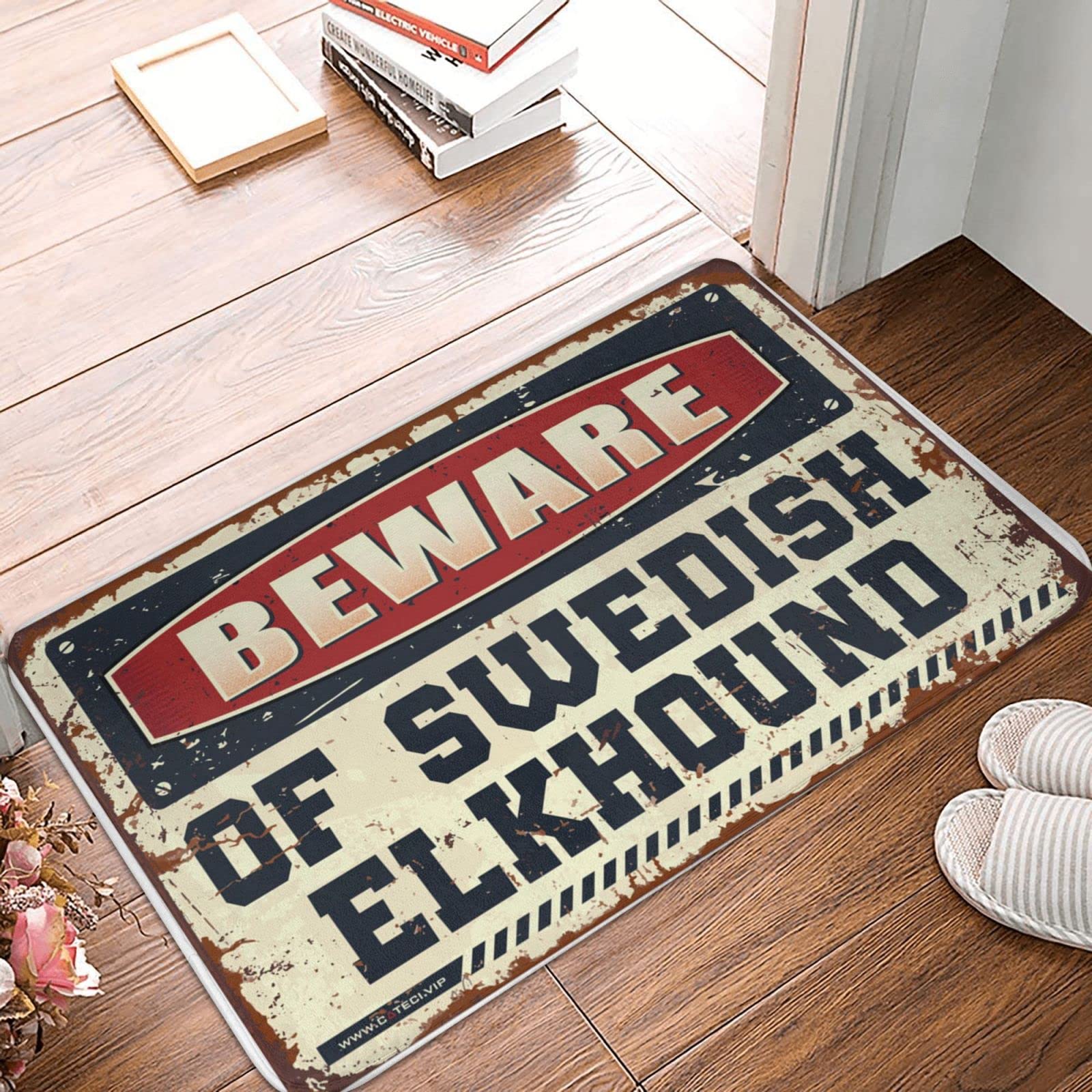 Paillasson attention aux elkhound suédois, tapis de bienvenue original pour cadeau de crémaillère