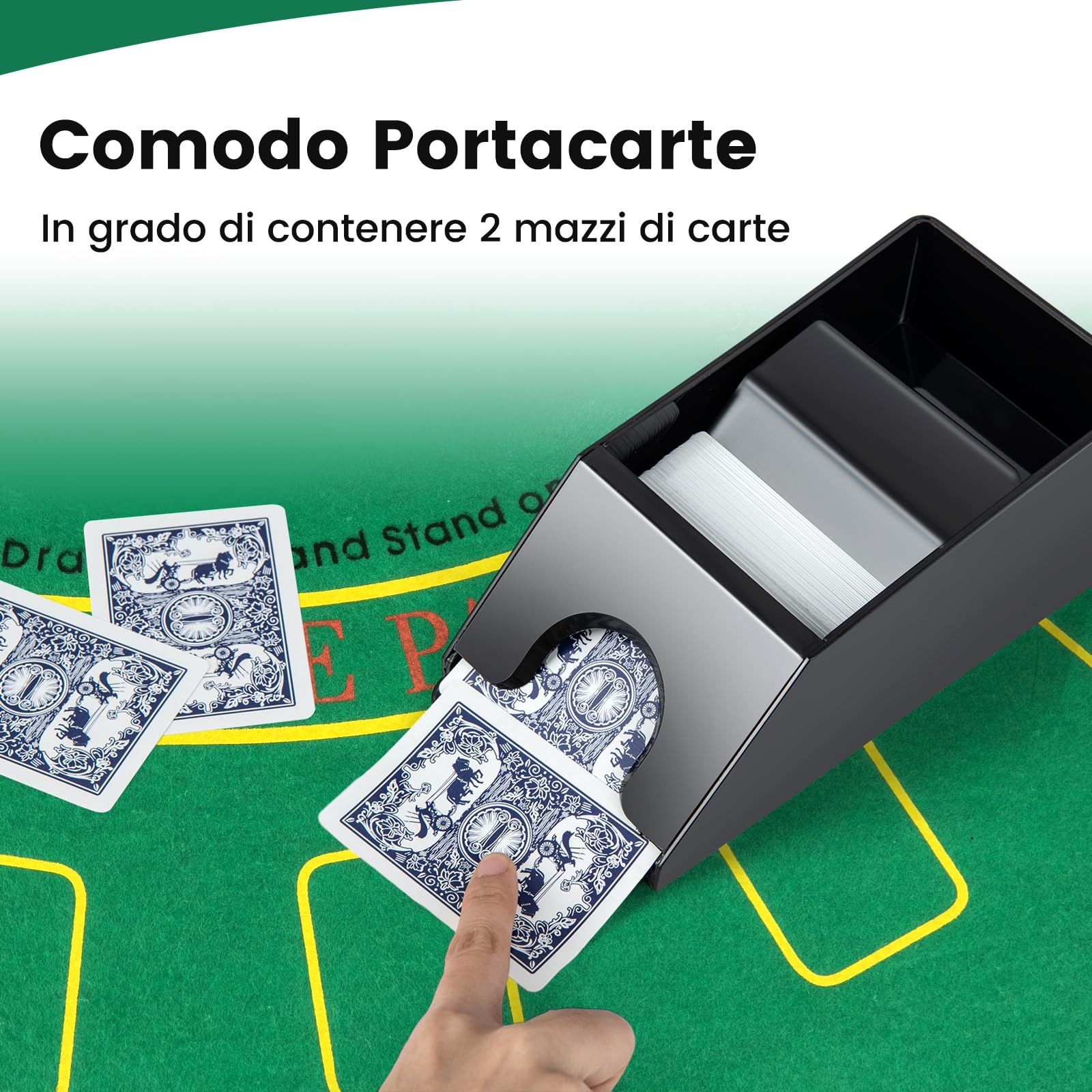 COSTWAY Set di Fiches da Poker con 300/600 Fiches, 2/6 Mazzi di Carte 5 Dadi Mescolatore Automatico di Carte e Tappeto, Scatola Portatile, Poker Chips per Party Viaggi e Feste (300 PCS)