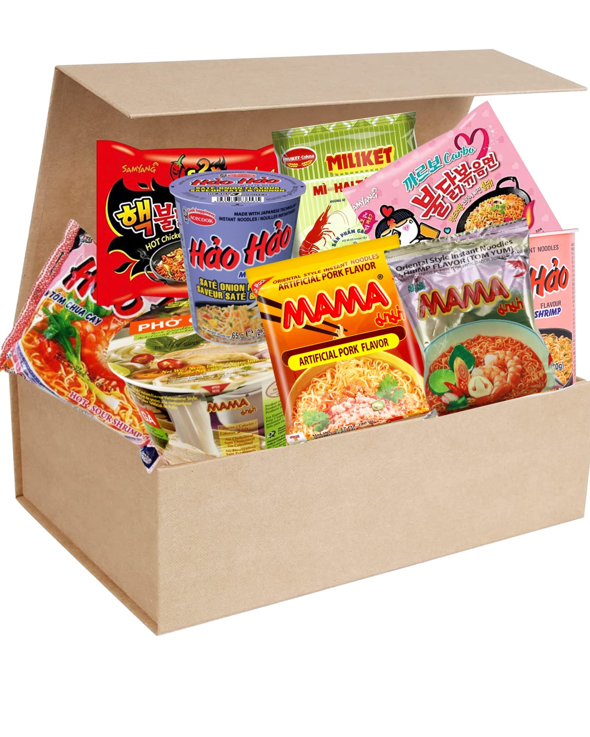 DakoliAsian Instant Ramen - Variety Bundle Care Package with Chopsticks for College Students, Camping, & Traveling (12 Pack Assorted)