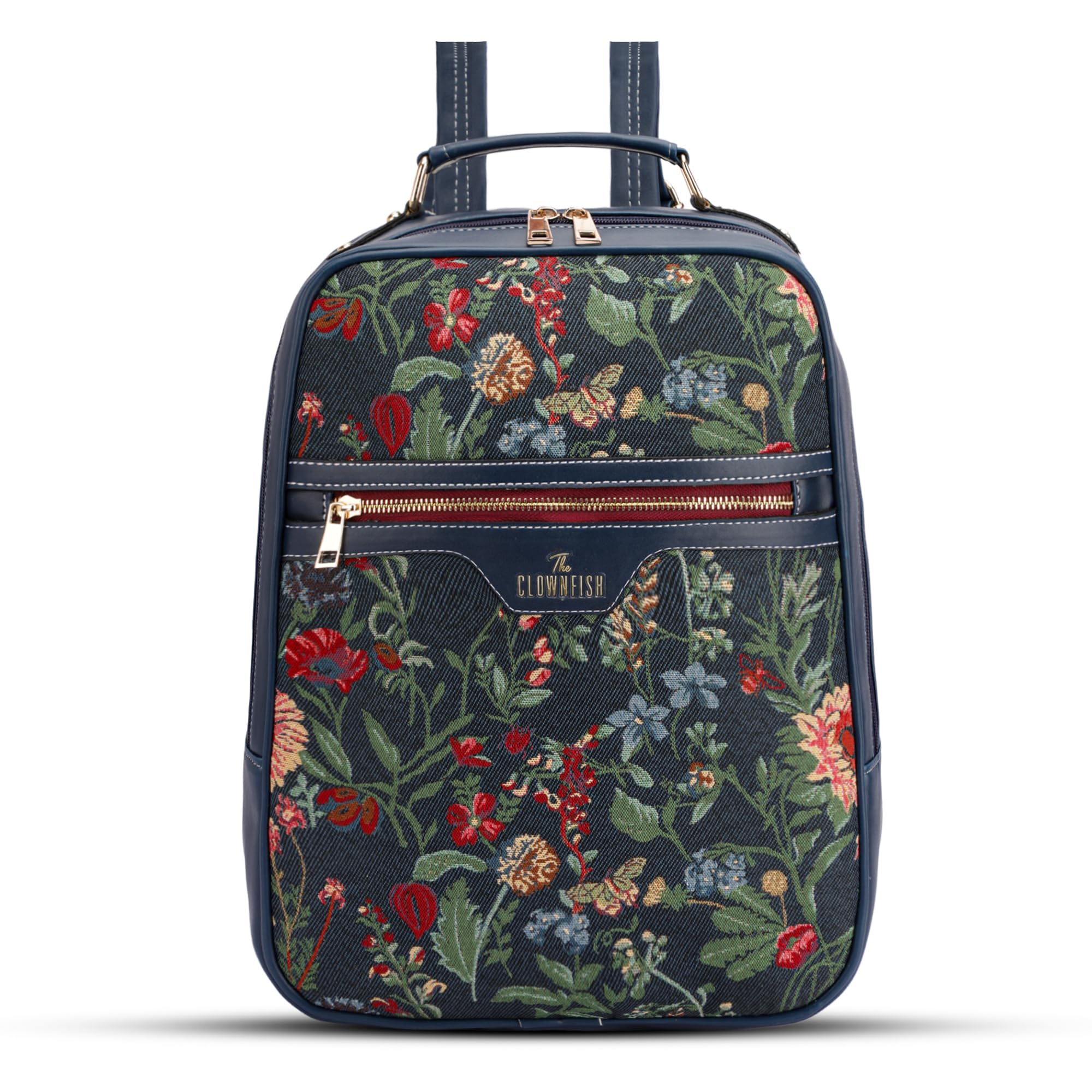 Medium Size Faux Leather & Tapestry Women's Standard Backpack College School Bag Casual Travel Standard Backpack For Ladies Girls 10 Ltr