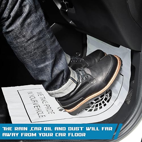 Miniatura 6 de Riakrum 50 tapetes desechables para el piso del automóvil, protector de cubierta de motivo, alfombra temporal de 16 x 20 pulgadas (PE)