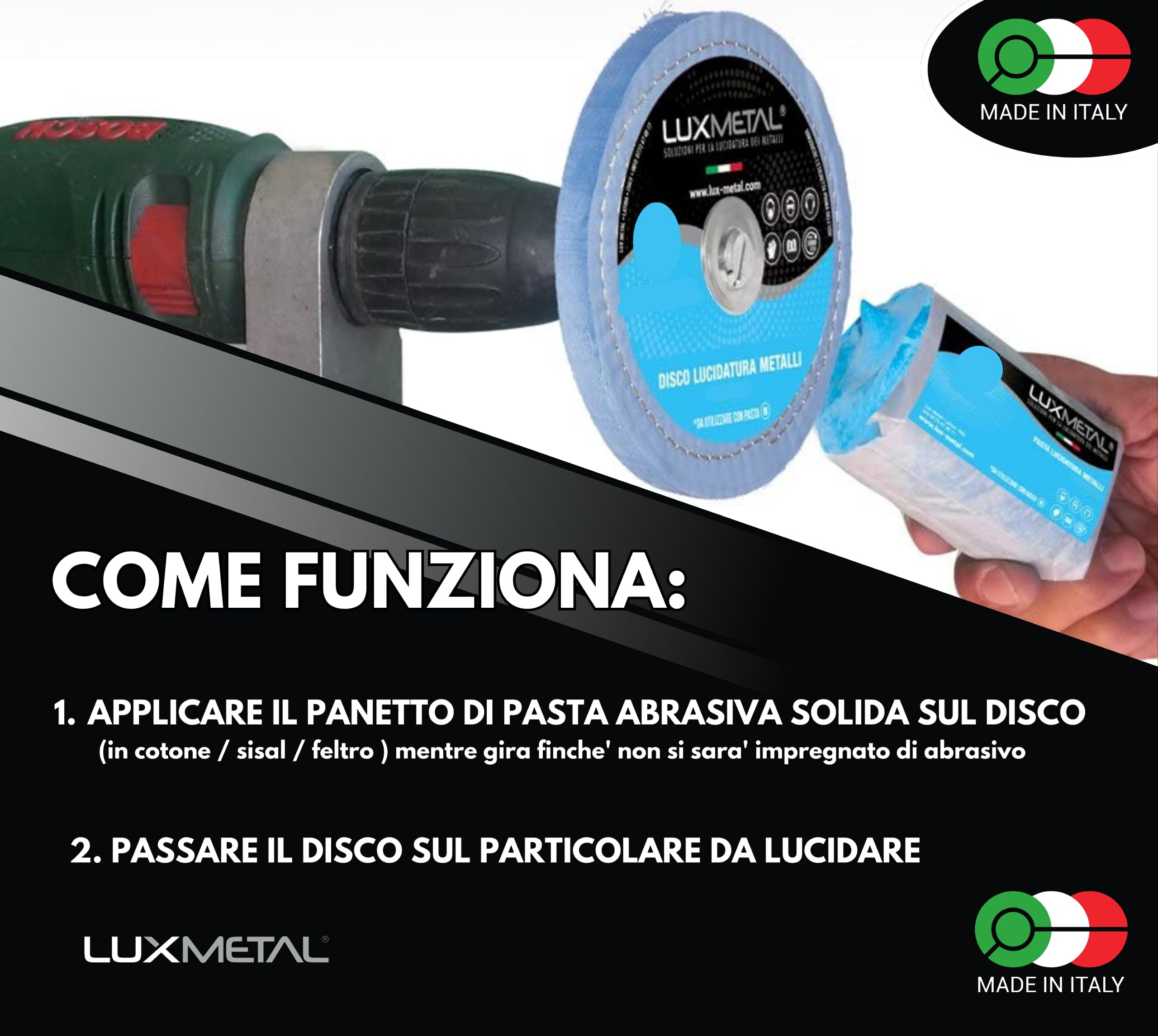 Disco Lucidatura Lux Metal 200mm - Sisal E Cotone Per Metalli, Acciaio Inox, Alluminio, Ottone - Foto 2