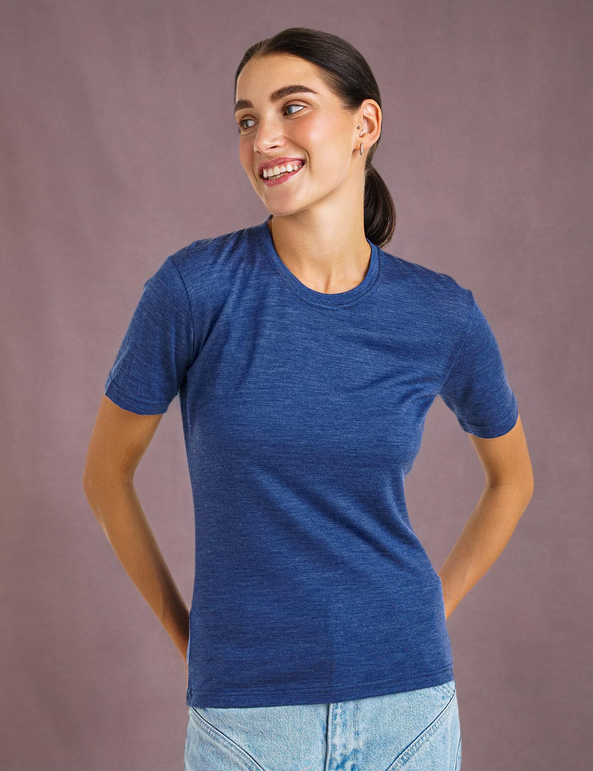 Merino Sport Unterwäsche Damen (M, Chicago Blues Crewneck)