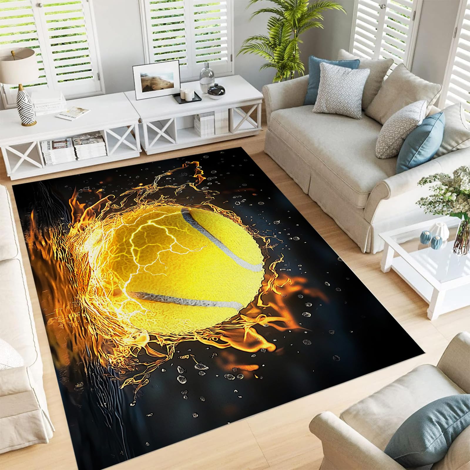 Tapis vintage flamme de foudre doux à pile courte salon 240x300cm