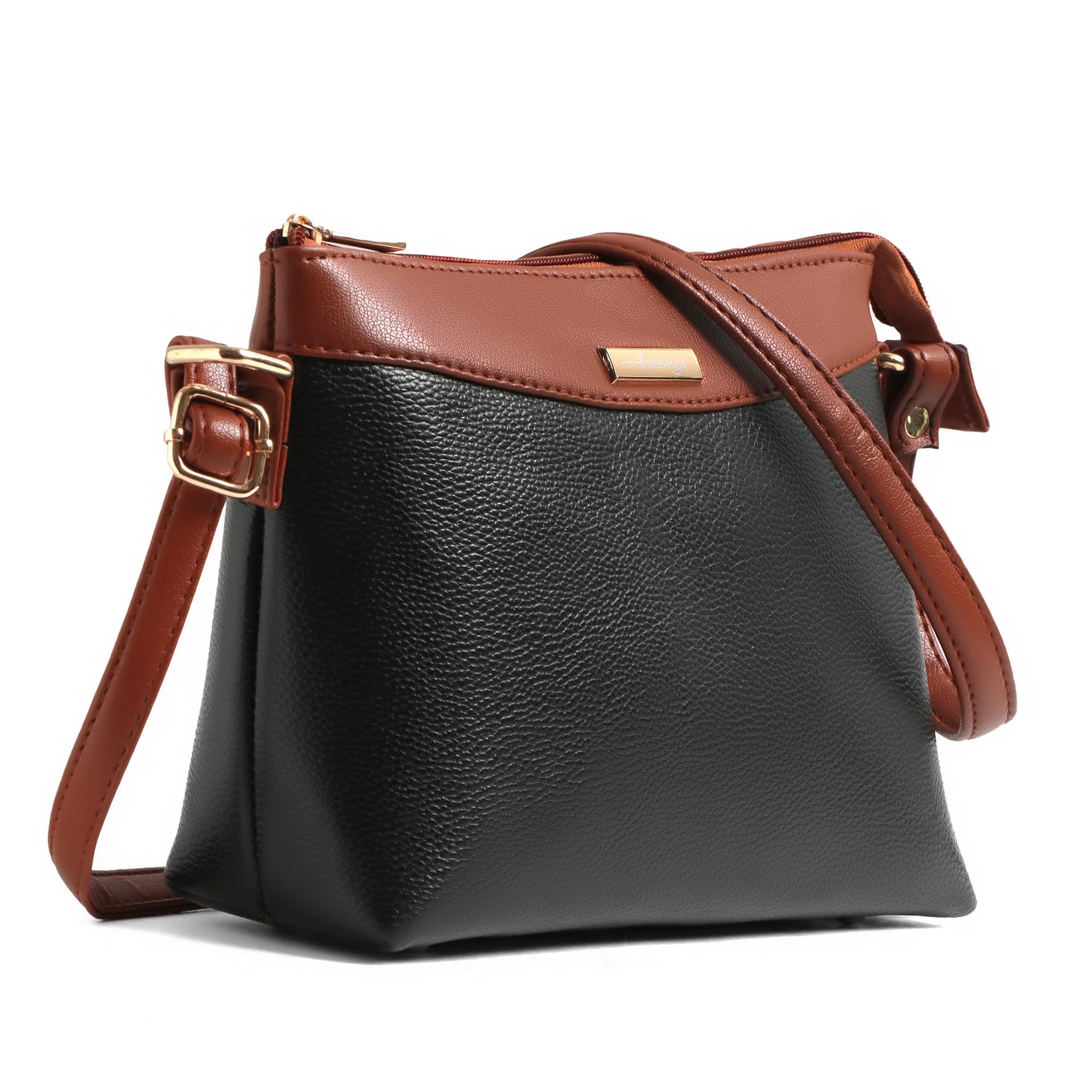 apery Women’s Crossbody Bag – Two-Tone Faux Leather Shoulder Purse with Adjustable Strap, Lightweight Everyday Handbag with Top Zip Closure-picture-31