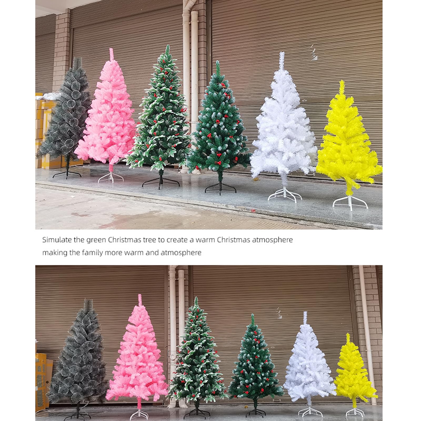 Generico Albero di Natale Artificiale Rosa con Supporti in Metallo, Facile da Montare, Perfetto per la Decorazione Festiva Interna ed Esterna(Height:150cm(59.0inch), Pink)