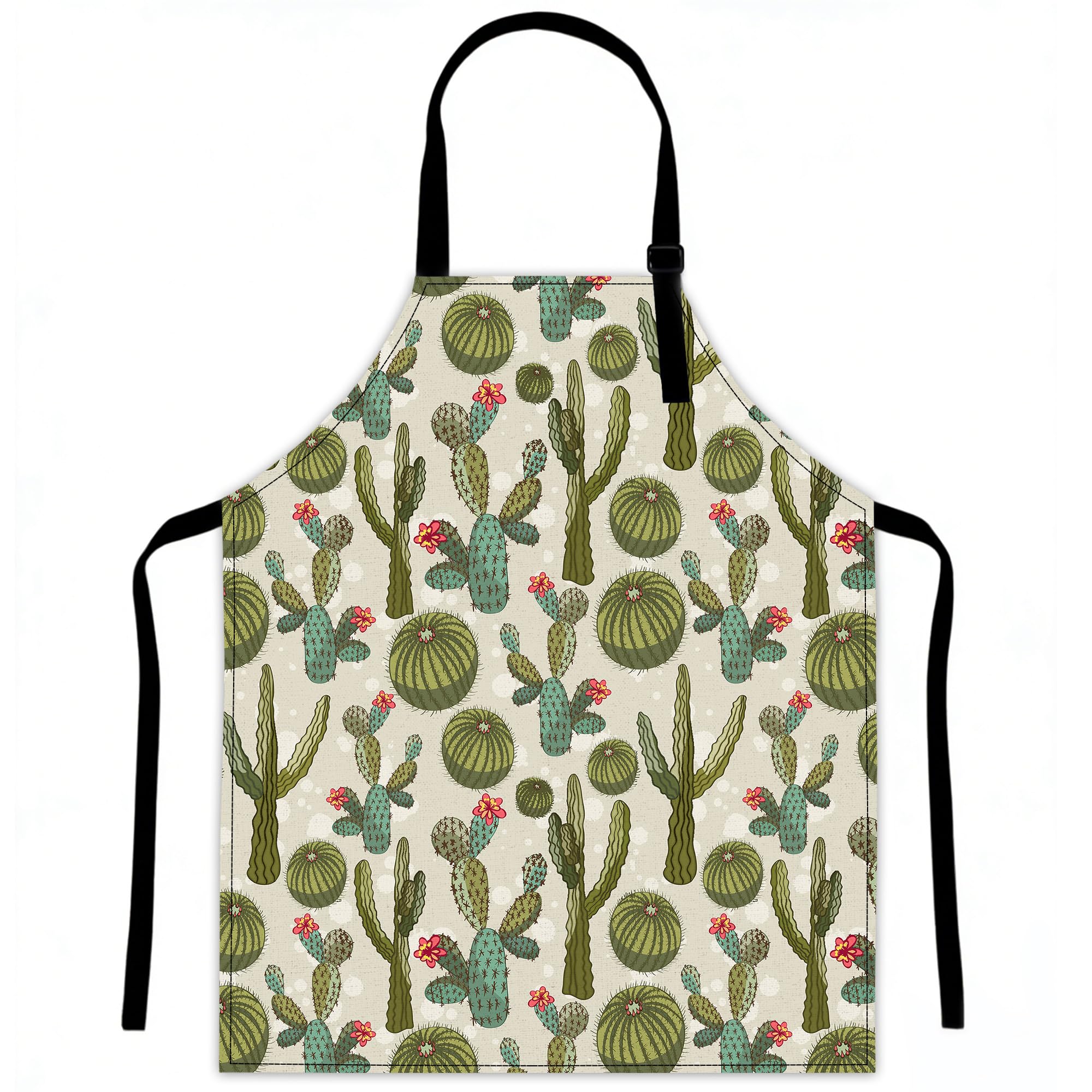 Lqebuy Women's Plant Cactus Aprons For Kitchen Cooking Apron Adjustable Bib For Bbq Coffee House Home Restaurant Craft Garden