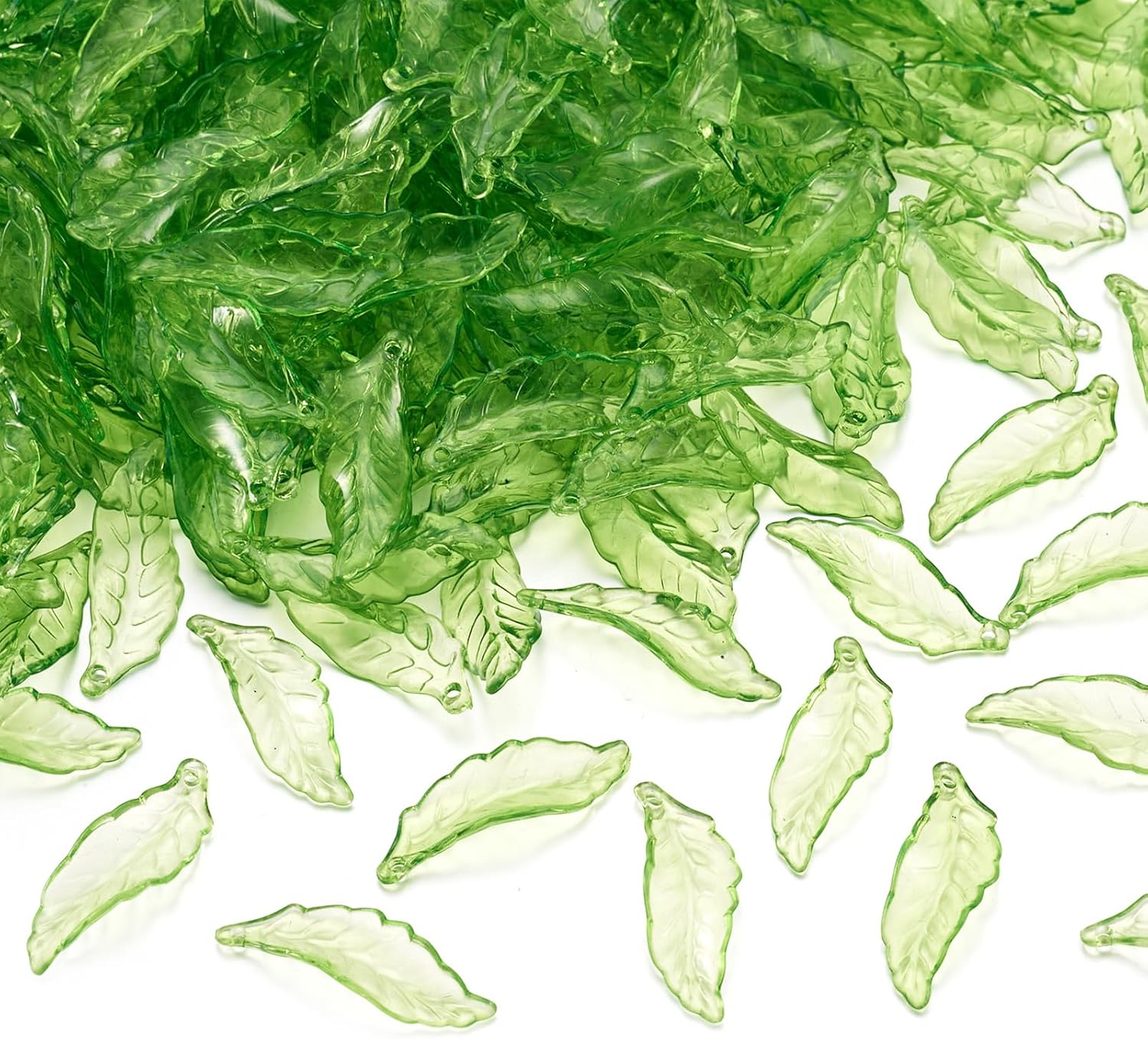 Elecrelive 1500Pcs Green Leaf Charms Acrylic Leaves Pendants Transparent Leaf Beads for DIY Bracelet Necklace Earring Jewelry Making