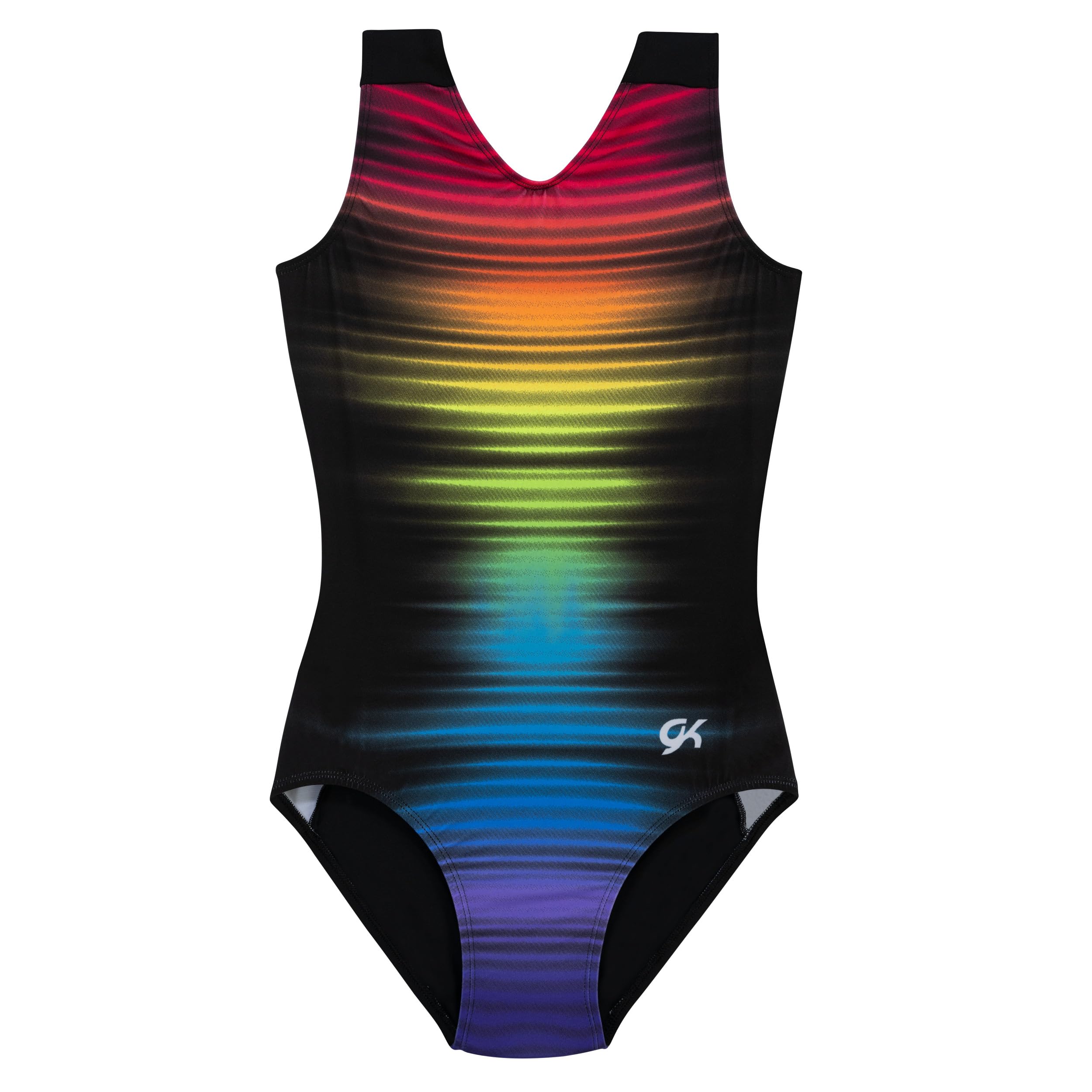 Girls Fierce Fade Gymnastics Leotard - Rainbow Dance Outfit with Matching Scrunchie for Toddlers, Children, & Juniors