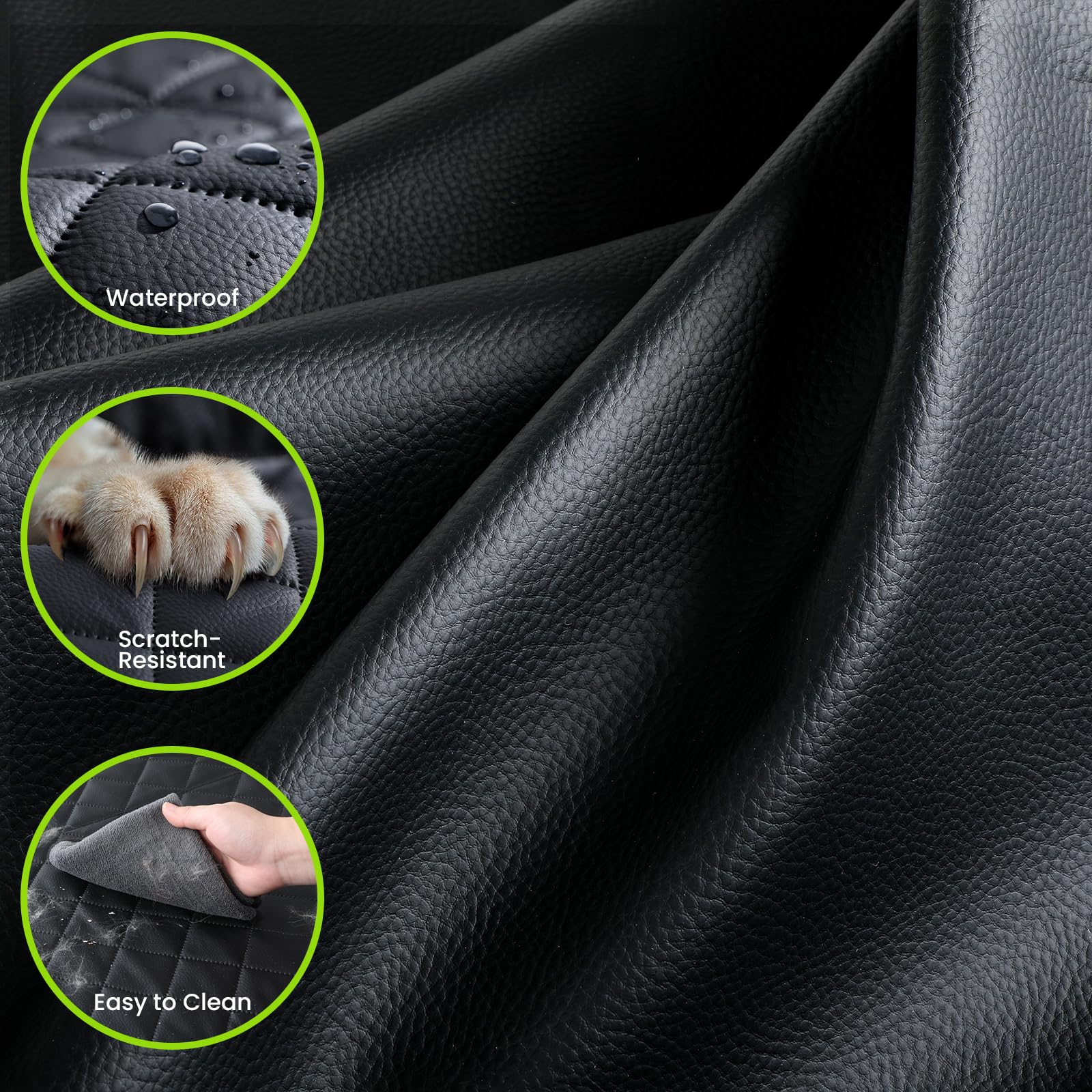 Pecute Funda Coche Perro 2 en 1 con Fondo Duro – Protector Asiento Trasero y Hamaca, Tejido de Piel Impermeable, Base Reforzada 150 kg, Transportin Perro Coche