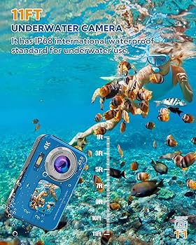 水中カメラ Amazon | HICSHON 水中カメラ 4Kオートフォーカス 防水デジタルカメラ