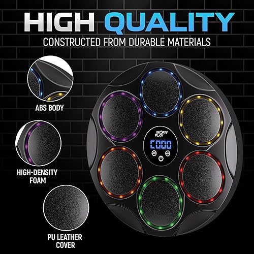 Miniatura 2 de Entrenador de boxeo musical Beatbox, 9 velocidades y 9 modos de luz, sincronización Bluetooth, conteo automático y cuerpo ABS duradero para