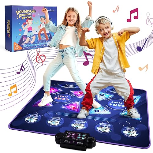 Updraded Bluetooth Dance Mat for Kids Ages 4-8 Boys&Girls,Electronic Dance Pad with Single Player/Double Player,Dance Game Toy for Christmas/Xmas/Birthday Gift for 3-12 Years Old