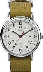 Weekender 38mm Unisex Analog Watch | INDIGLO Backlight | Adjustable Durable Nylon Fabric Slip Through Strap | 24 Hour Time