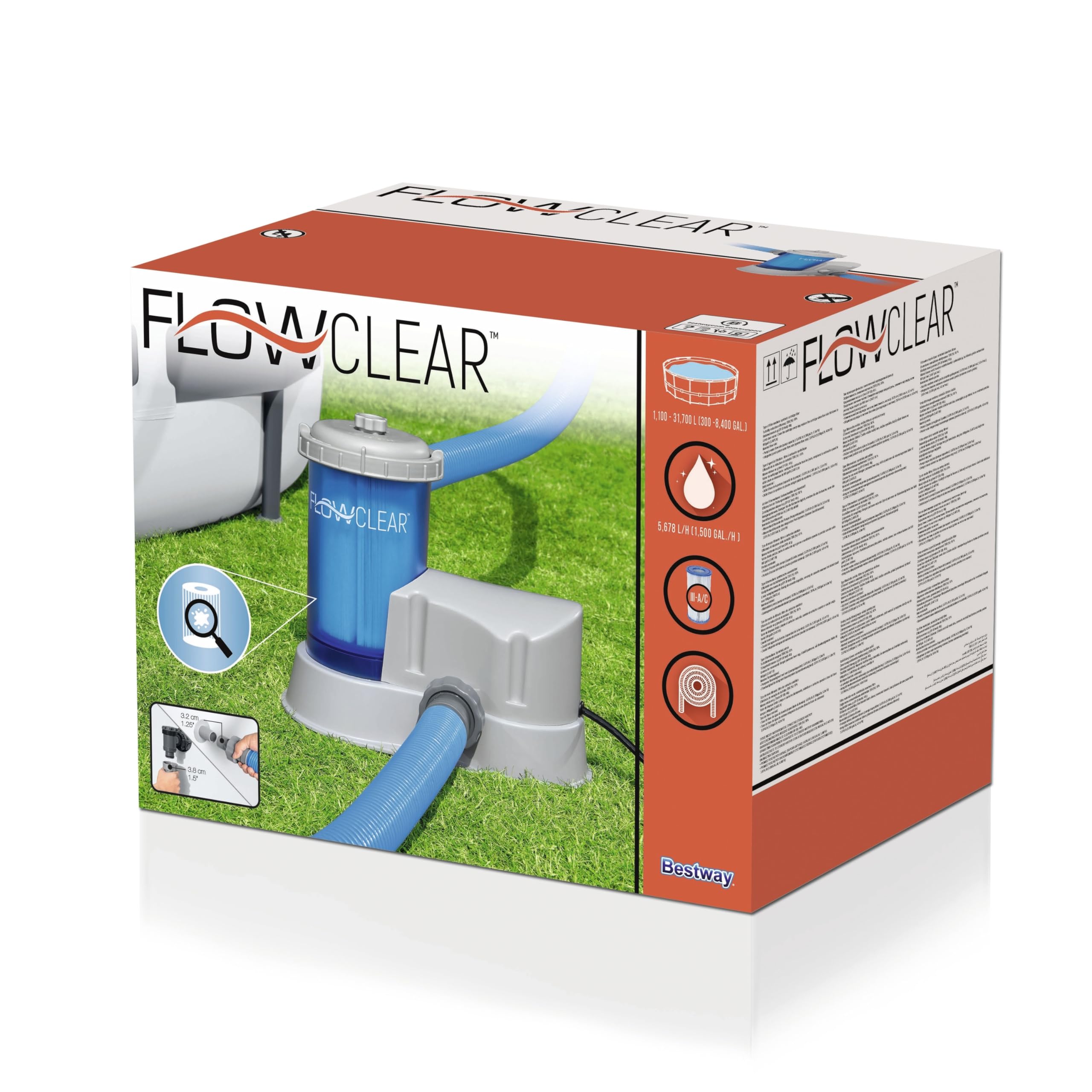 Bestway 5678L/1500gal Transparent Filter Pump