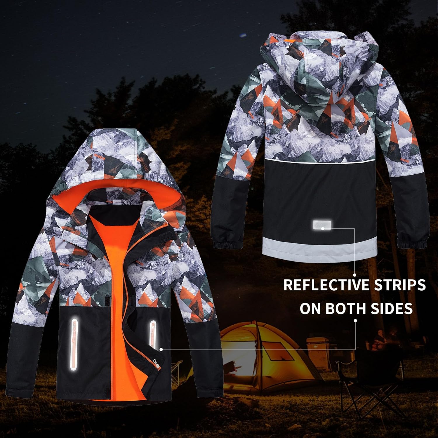 MGEOY Boys Girls Rain Jacket Lightweight Waterproof Hooded Fleece Lined Raincoat Windbreakers for Kids - Image 5