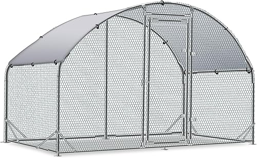 TOLEAD Gallinero de metal grande mejorado con malla de alambre de triple soporte, corralito de pollo con cubierta resistente al agua y anti-UV, casa