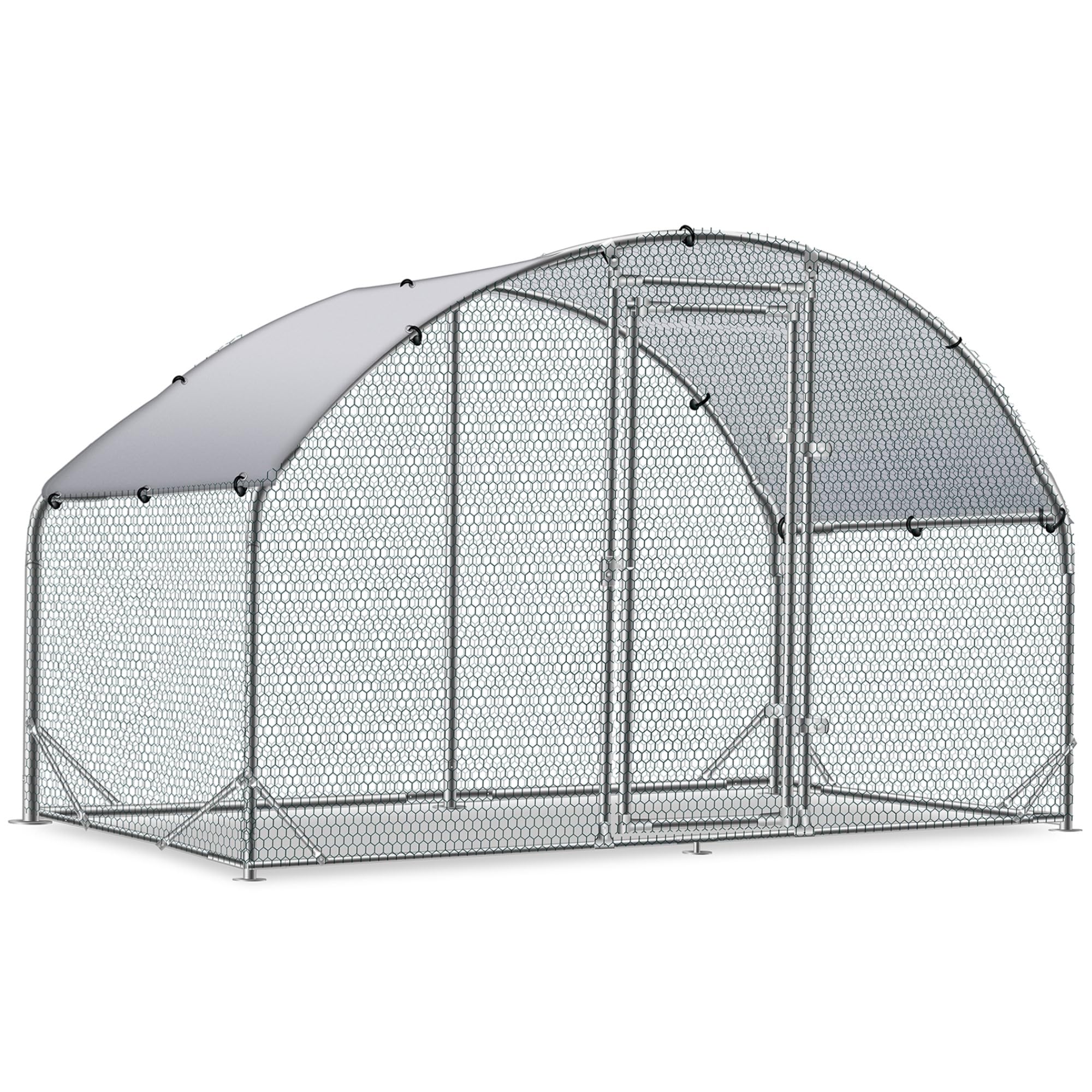 TOLEAD Large Metal Chicken Coop Upgrade Tri-Supporting Wire Mesh Chicken Run,Chicken Pen with Water-Resident and Anti-UV Cover,Duck Rabbit House Outdoor(9’ W x 6.6’ L x 6.5’ H)