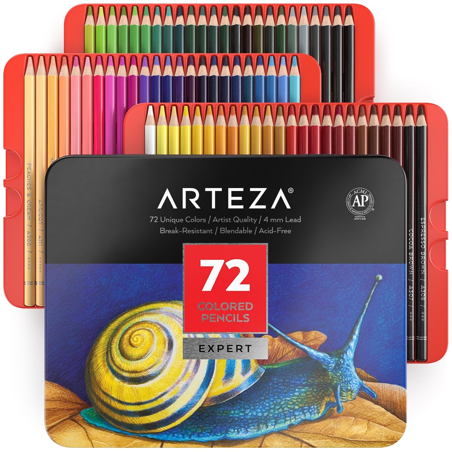72 Professional Colored Pencils, Artist Pencils Set With 2 X 50 Page Drawing Pad(A4), Premium Artist Soft Series Lead With Vibrant Colors For Sketching, Shading & Coloring In Tin Box - View #4