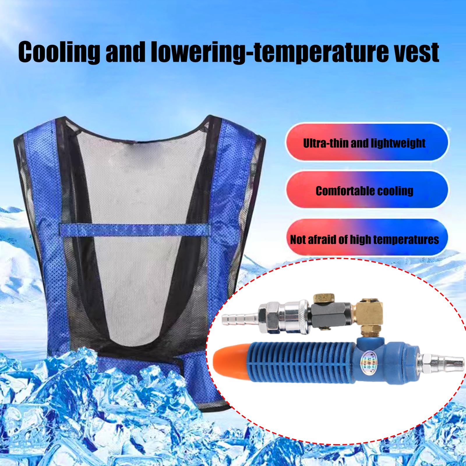 Giubbotto refrigerante a temperatura regolabile, in acciaio saldato, compresso ad aria, condizionatore per tubi, in acciaio saldato compresso