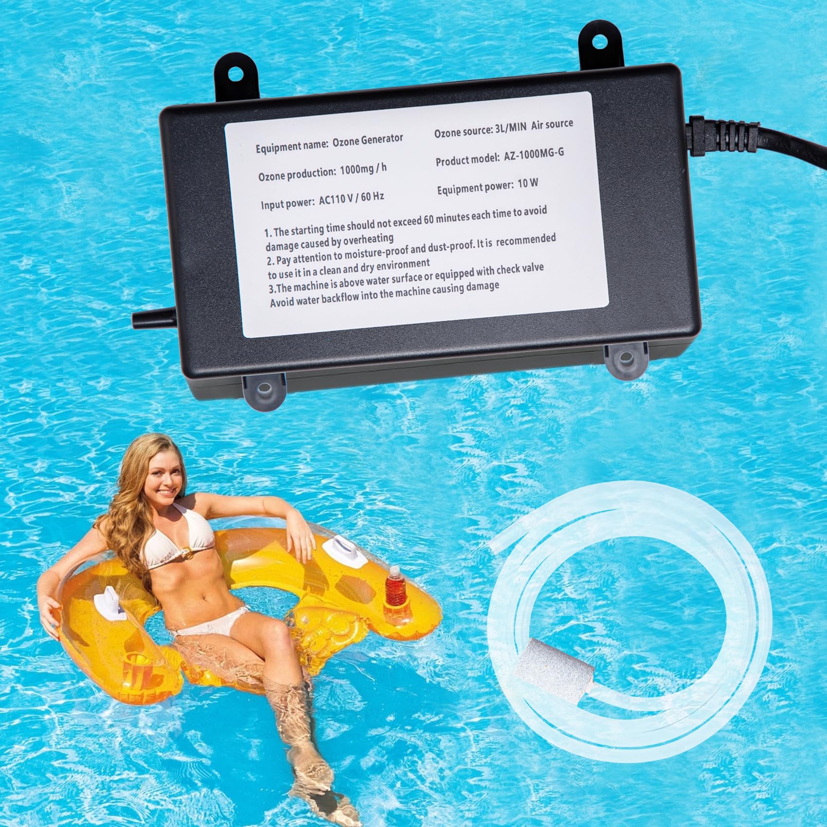 Generator ozonu do zanurzania w zimnie, generator ozonu 1000 mg/h świeży przez długi czas i utrzymuje wodę w zimnej wodzie, jacuzzi, basen czysty, spa, kąpiel lodowa