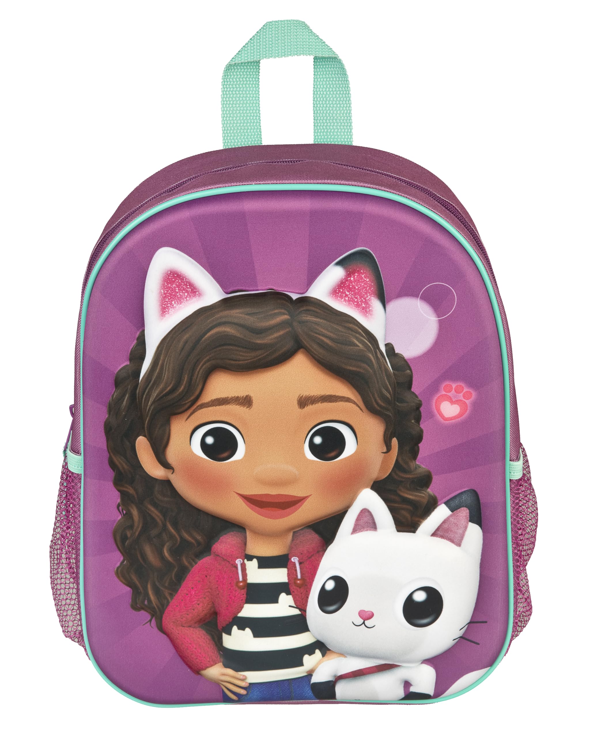 Undercover - Zaino 3D di Gabby's Dollhouse - Zaino per bambini con motivi di Gabby - Cinghie regolabili - Con tasche laterali in rete - A partire dai 4 anni