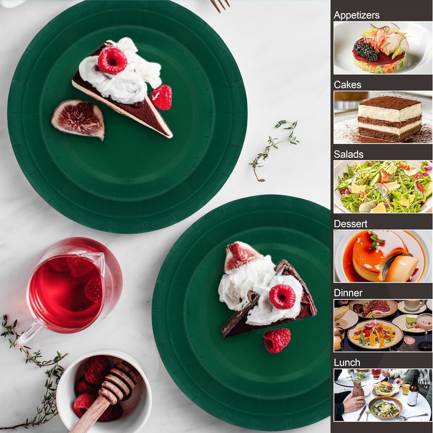 40Pcs Disposable Paper Plates Green,Including 20pcs 9" and 20pcs 7" Plates,Strong and Sturdy Disposable Plates for Party, Dinner, Holiday, Picnic,Birthday Party, Dinner Table, Wedding - Image 6