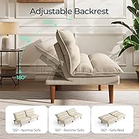 Vista 4 de LINSY HOME Sofá cama tipo futón – Sofá cama de pana convertible con respaldo ajustable, moderno sofá cama pequeño para espacios pequeños, sala